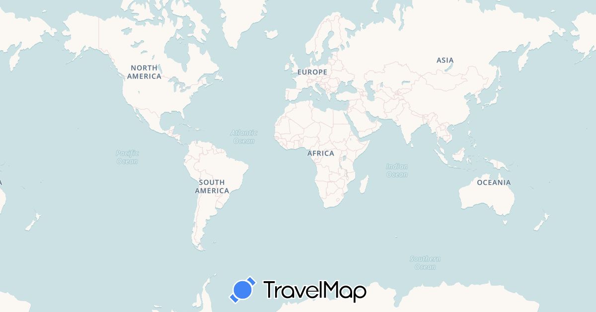 TravelMap itinerary: driving, bus, plane, train, hiking, boat in United Arab Emirates, Cuba, Germany, France, India, Italy, Sri Lanka, Mexico, Portugal, Senegal (Africa, Asia, Europe, North America)